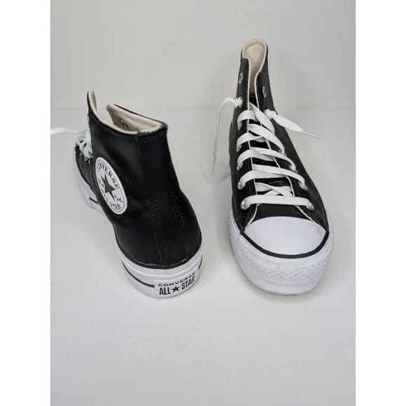 Converse Womens Chuck Taylor Hi Top Platform Leather Sneakers Sz 8 - Picture 3 of 9